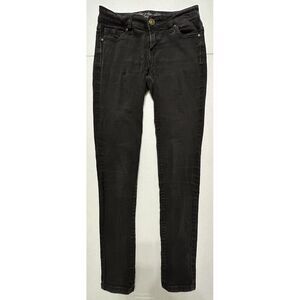 Wax Jean Junior's Black Wash‎ Denim Skinny Jeans Slim Fit Stretch 5-Pocket Zip 5